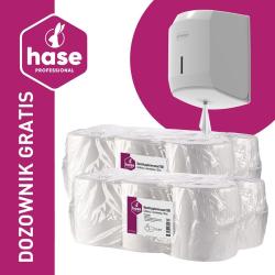 Hase Pakiet Smart ręcznik papierowy 2W, 150m Celuloza, 12 rolek + podajnik GRATIS!
